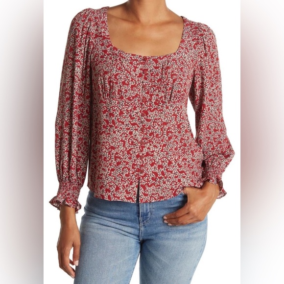ba&sh Tops - ba&sh Red Floral Blouse